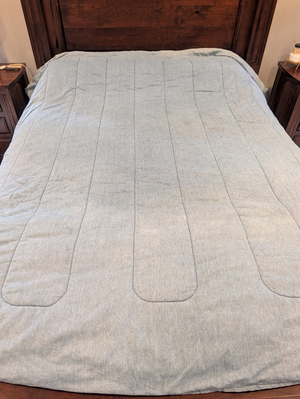 RALPH LAUREN Denim Chambray Comforter Full/Queen Bed Spread with RL Flag Patch - Picture 9 of 13